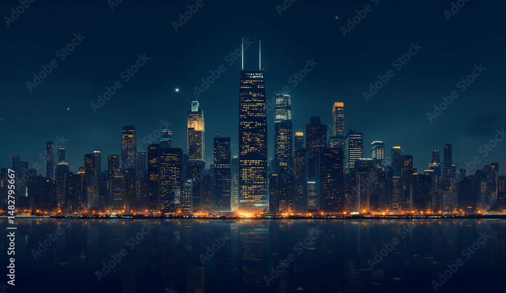 Fototapeta premium The city skyline at night