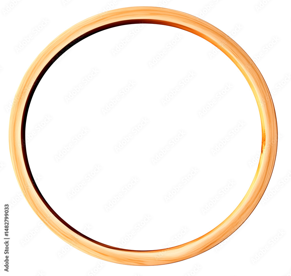Obraz premium Wooden Circle Frame Isolated on Transparent Background