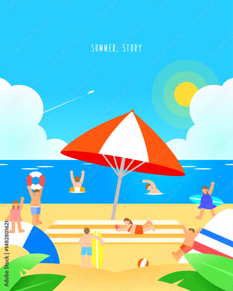 Obraz premium Summer Vacation Minimal Background Illustration