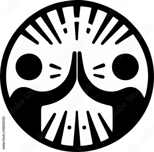 High Five Gesture Icon – Black Circle Vector Symbol