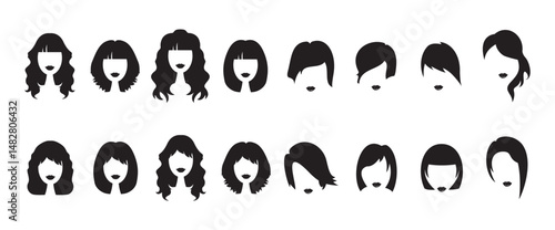 Salon hairstyle icon collection. Woman hair vector icon. Hairstyles with Faceless Vector.  Vector illustration eps 10