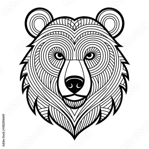 the bear hed illustration vector style coloring page