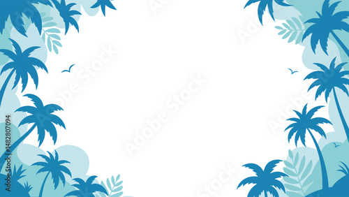 abstract palm silhouette summer background with central copy space