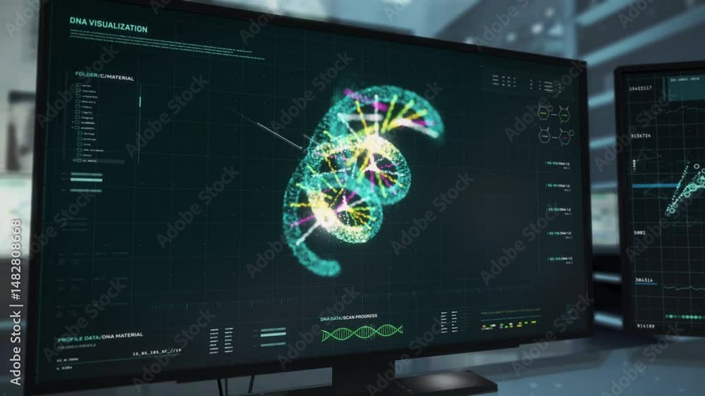 3D Visualization Of A Spiral DNA Via High Tech Scanner System. Spiral ...