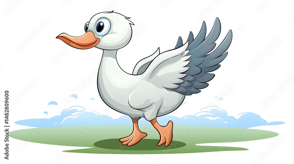Fototapeta premium Vector Cartoon Baby Shower Card Featuring Stork for Invitations and Celebrations