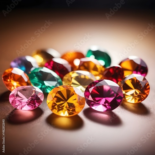 Colorful Precious Gemstones on Luxury Background – Multicolored Faceted Gems, Sparkling Jewels, Elegant Close-Up