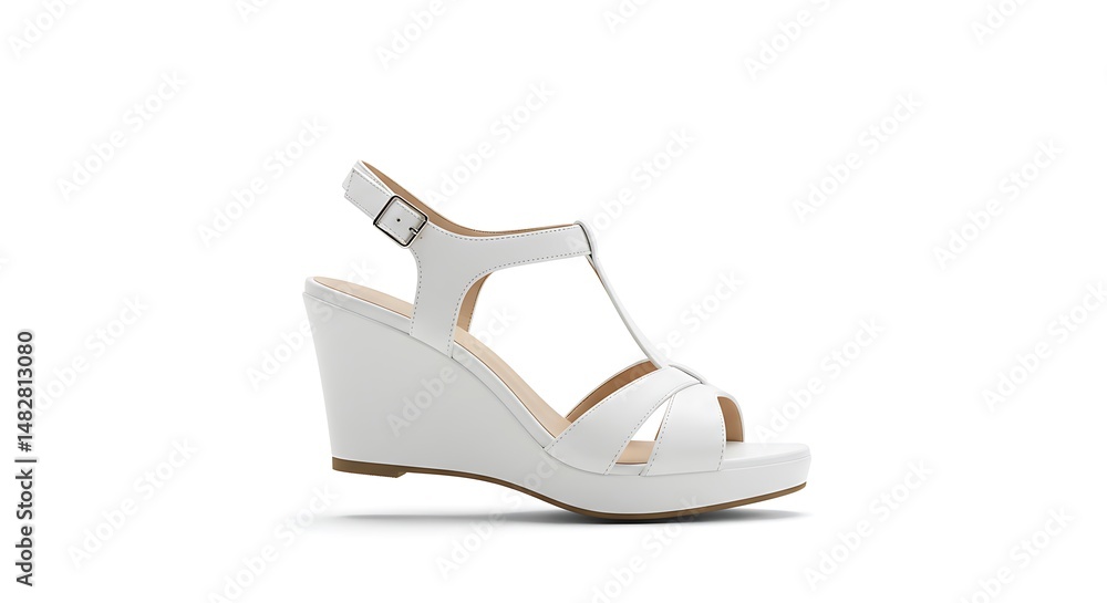 Naklejka premium Elegant White Wedge Heel Sandal for Women Stylish Footwear