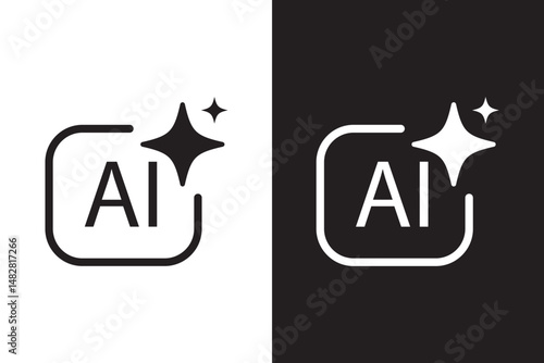 Generate icon. AI stars icon. Chat with AI. Icon element for apps web. Computer help assistant .Generative AI logo icon Vector illustration.