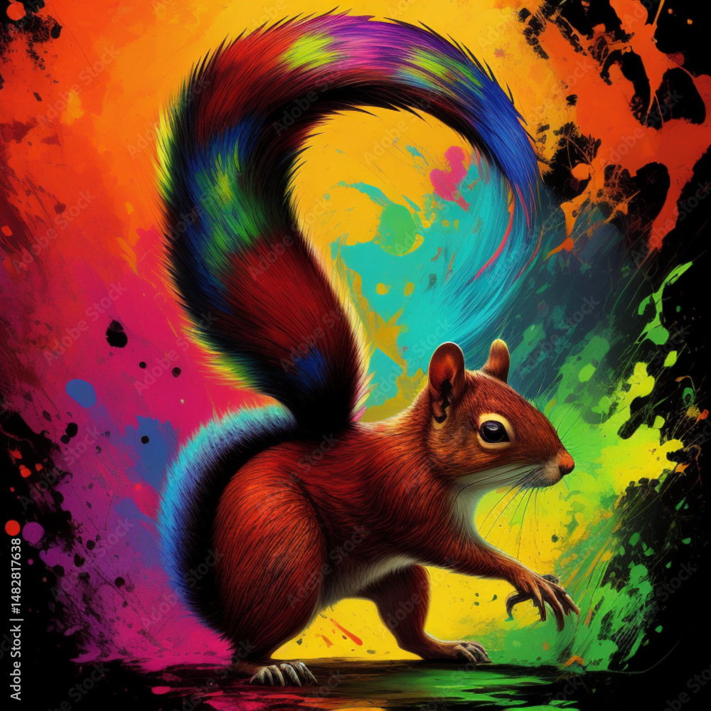 Obraz premium Vibrant Squirrel Art