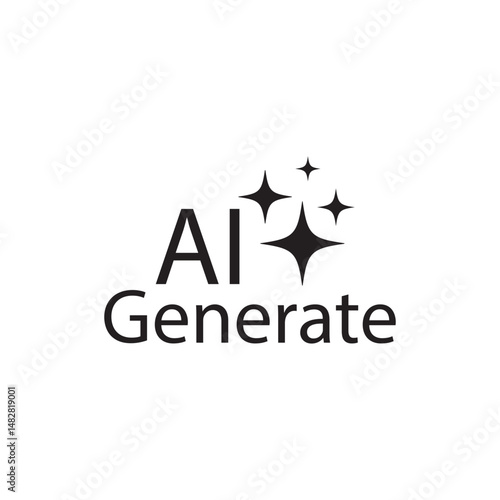 AI generated icon. Generative Ai logo. ai icon set. AI command prompt symbol button. Generate toggle. LLM magic stars.