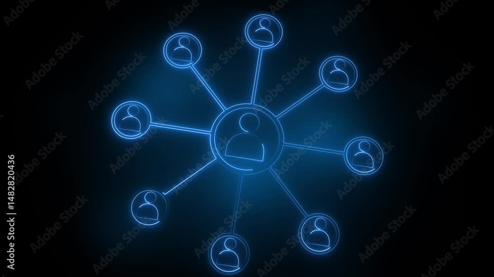 neon network of people connections representing social media or teamwork concept neon network of people connections representing social media or teamwork concept