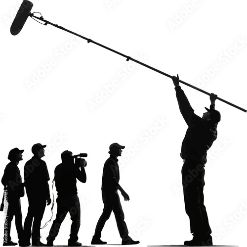 Boom Operator Silhouette: Sound Recording on Set