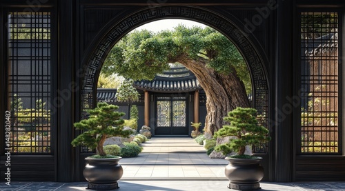 Tranquil Asian courtyard