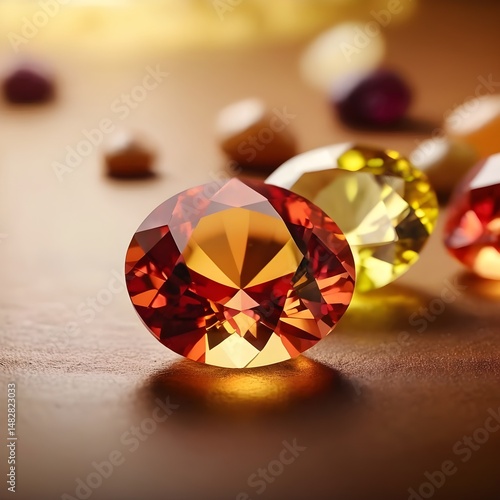 Brilliant Multicolored Gemstones on Luxury Surface – Faceted Precious Stones, Macro Jewelry Background, Shiny Crystals