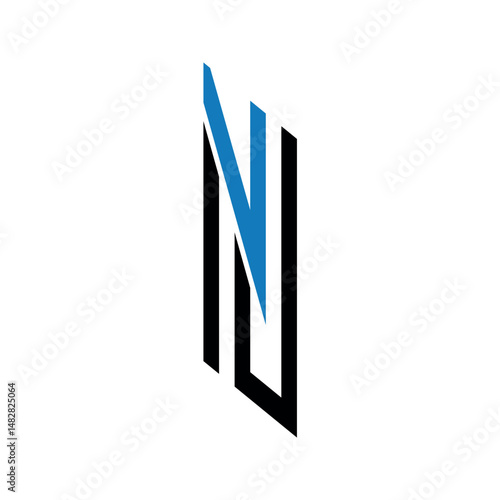 Nu letter logo design, vector illustration.	