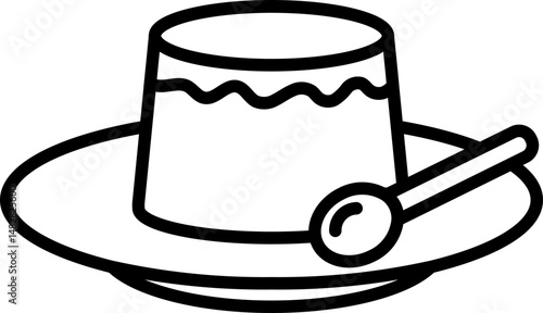 Pudding icon – dessert outline vector illustration