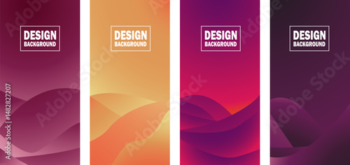  Vector set, colorful abstract wave gradient pattern background,suitable for cover, poster, website, business brochure, flyer, design vertical template, cover presentation, background, wallpaper