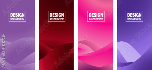  Vector set, colorful abstract wave gradient pattern background,suitable for cover, poster, website, business brochure, flyer, design vertical template, cover presentation, background, wallpaper