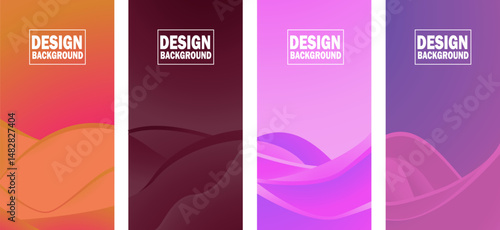 Vector set, colorful abstract wave gradient pattern background,suitable for cover, poster, website, business brochure, flyer, design vertical template, cover presentation, background, wallpaper