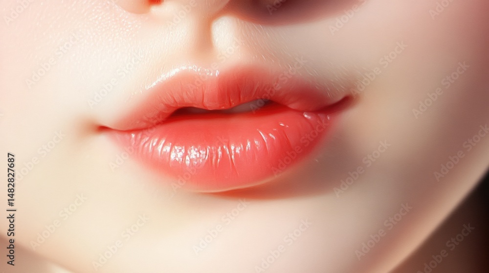 Fototapeta premium Close-up of a woman's soft, rosy lips