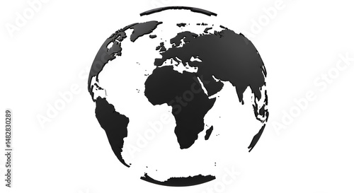 Black Globe Isolated On White Background Representing The Earth