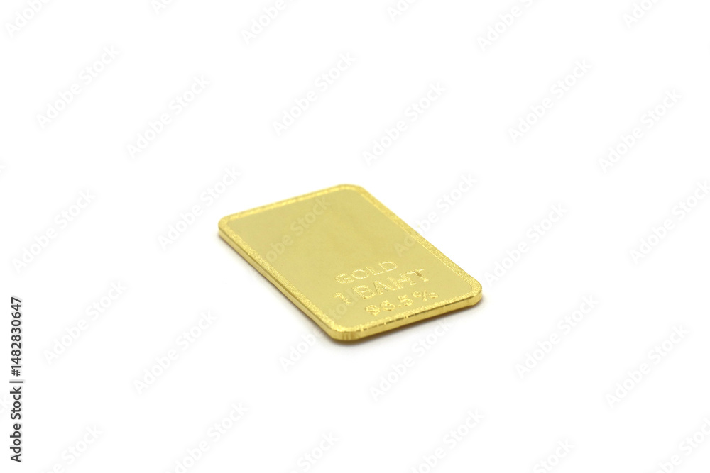 1 baht weight gold on a white background. 96.5% pure gold coin. Gold for investment. 1 baht weight gold on a white background. 96.5% pure gold coin. Gold for investment.