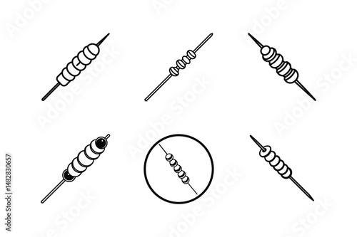 skewers line art vector illustration