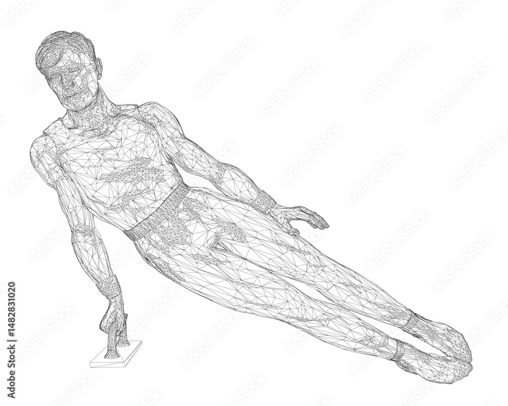 Fototapeta premium A man is laying on his stomach with his arms crossed. The image is black and white. The man's pose and the lack of color give the image a somber and serious mood