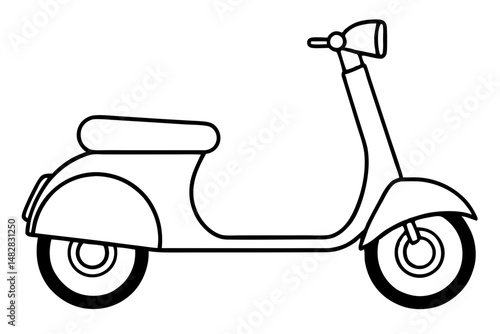 scooter silhouette line art vector illustration with a white background