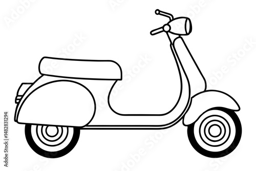 scooter silhouette line art vector illustration with a white background