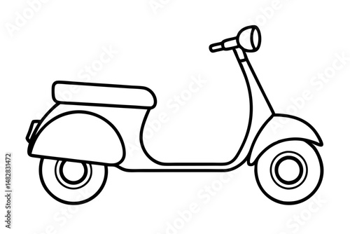 scooter silhouette line art vector illustration with a white background