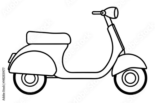 scooter silhouette line art vector illustration with a white background