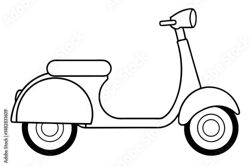 scooter silhouette line art vector illustration with a white background