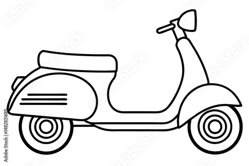 scooter silhouette line art vector illustration with a white background
