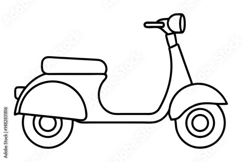 scooter silhouette line art vector illustration with a white background