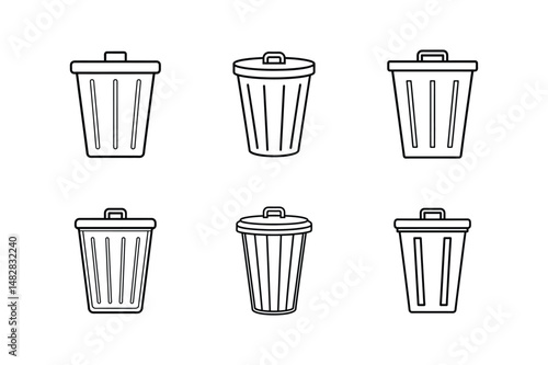 trash can icon line art vector illustration