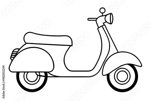 scooter silhouette line art vector illustration with a white background
