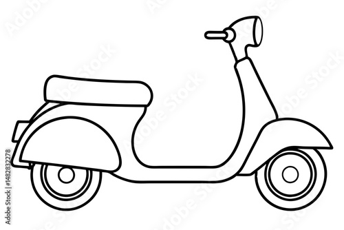 scooter silhouette line art vector illustration with a white background