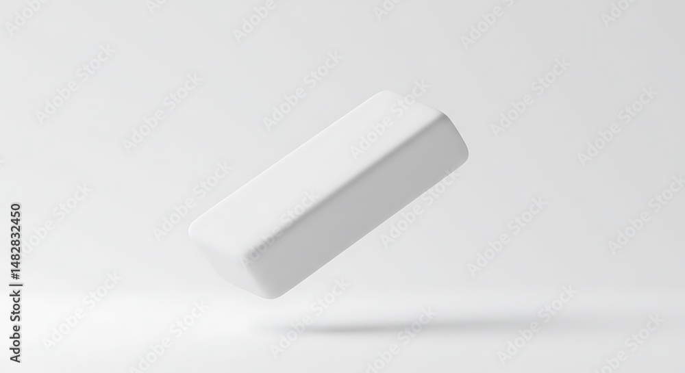 White Object Floating Against White Background with Soft Shadow White Object Floating Against White Background with Soft Shadow