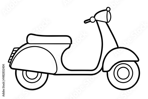 scooter silhouette line art vector illustration with a white background