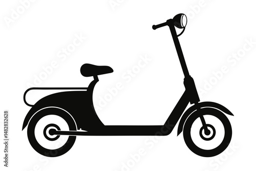 scooter silhouette line art vector illustration with a white background