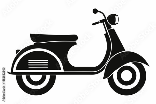 scooter silhouette line art vector illustration with a white background