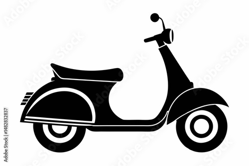 scooter silhouette line art vector illustration with a white background