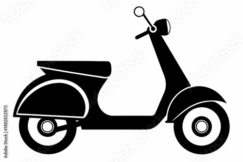 scooter silhouette line art vector illustration with a white background