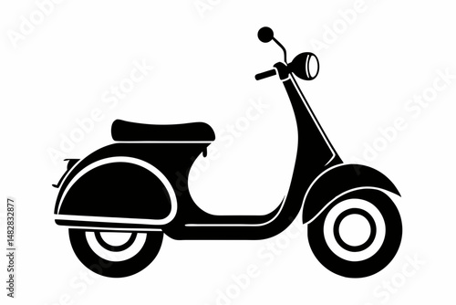 scooter silhouette line art vector illustration with a white background