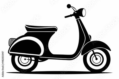 scooter silhouette line art vector illustration with a white background