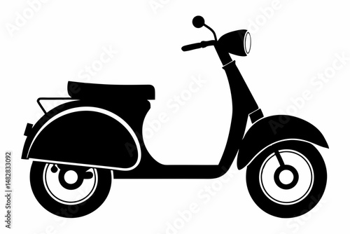 scooter silhouette line art vector illustration with a white background