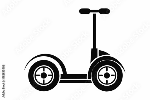segway silhouette line art vector illustration with a white background