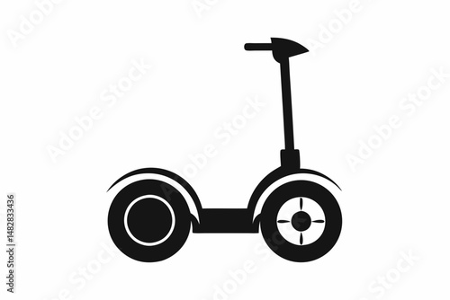 segway silhouette line art vector illustration with a white background