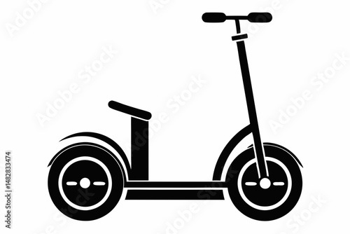 segway silhouette line art vector illustration with a white background